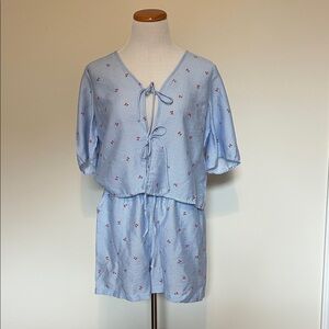 Light Blue Floral Women's Sleepwear Set